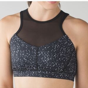Lululemon Sports Bra Meshed Up Black White Speckles Athleisure Yoga